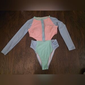 Cupshe Pastel Colorblock One Piece Swimsuit